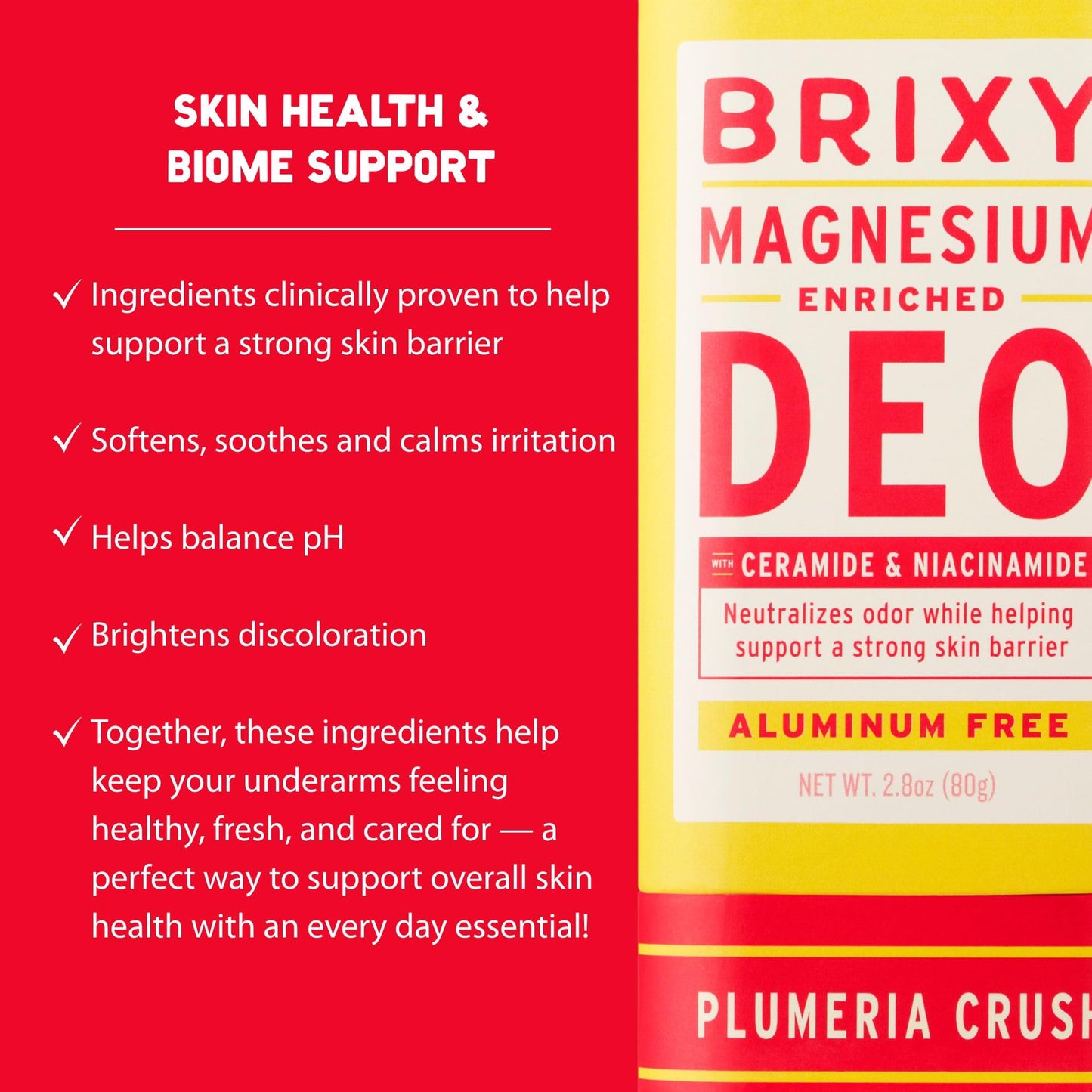 BRIXY Magnesium Deodorant, Ceramide & Niacinamide, Aluminum Free, Baking Soda Free, Plastic Free Packaging, Vegan and Certified Cruelty Free, Patent Beauty and Personal Care BRIXY