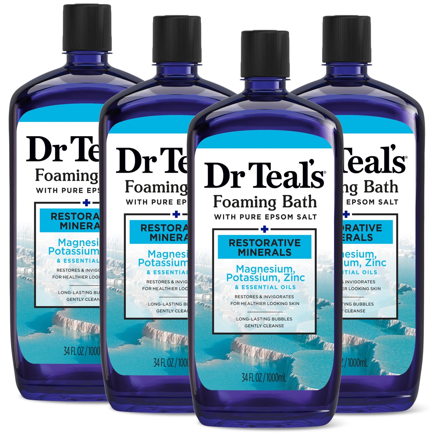 Dr Teal's Foaming Bath with Pure Epsom Salt, Restorative Minerals with Magnesium, Potassium, Zinc & Essential Oils, 34 fl oz (Pack of 4) Beauty and Personal Care Dr Teal's