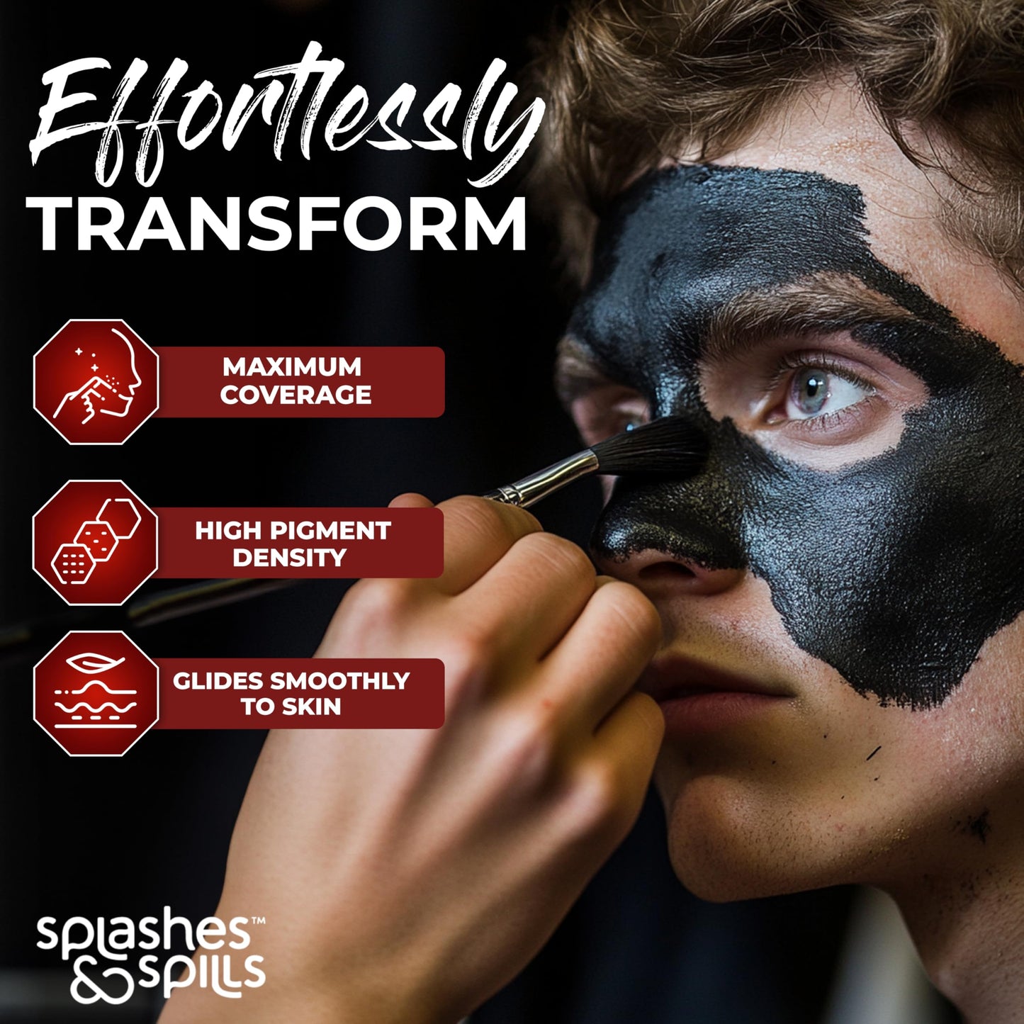 Face and Body Paint Cream, 30ml - Pretend Costume and Dress Up Makeup by Splashes & Spills (Black) Beauty & Personal Care splashes & spills