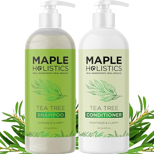 Tea Tree Shampoo and Conditioner Set - Sulfate Free Clarifying Shampoo and Conditioner for Oily Hair & Scalp Care with Australian Tea Tree Oil Beauty & Personal Care Maple Holistics