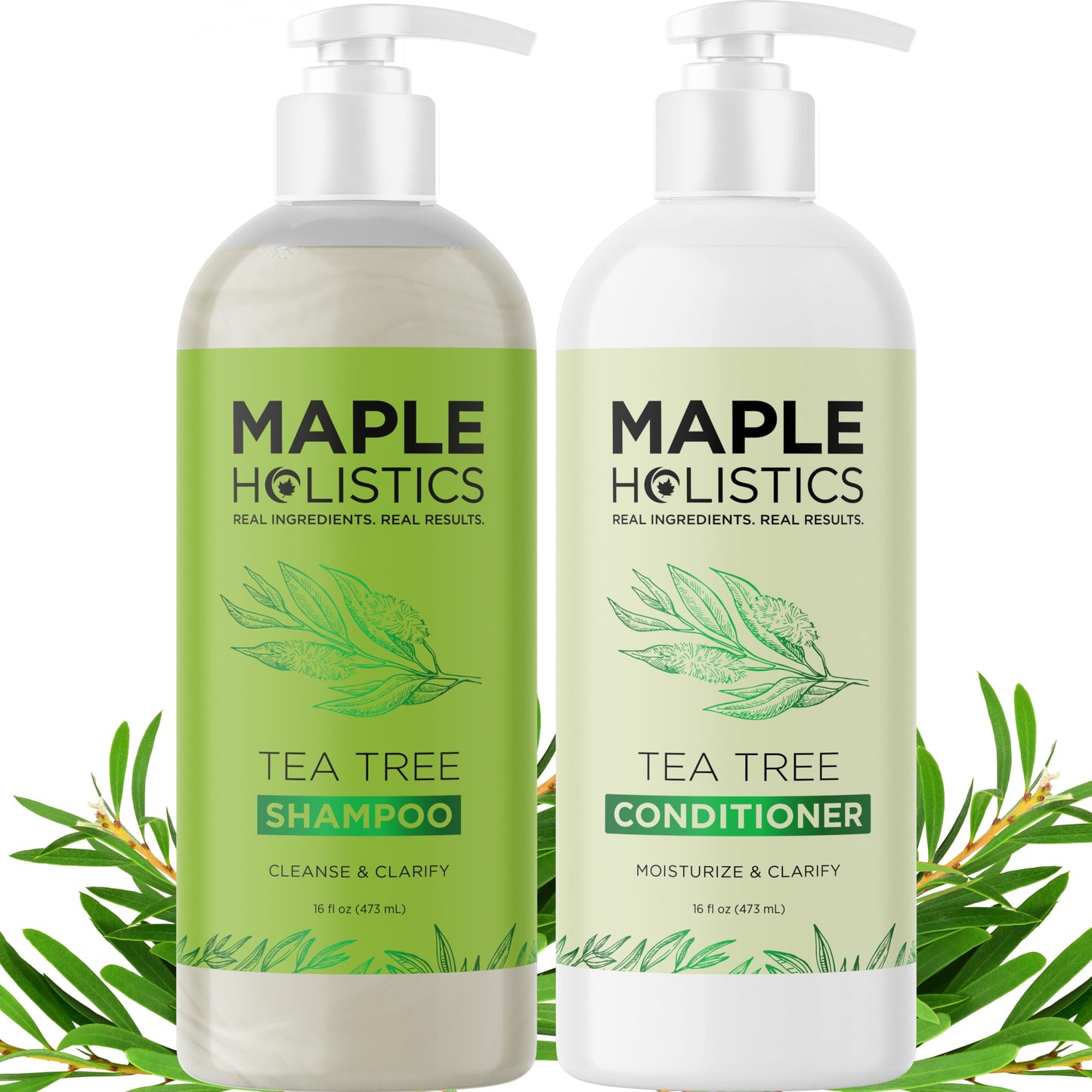 Tea Tree Shampoo and Conditioner Set - Sulfate Free Clarifying Shampoo and Conditioner for Oily Hair & Scalp Care with Australian Tea Tree Oil Beauty & Personal Care Maple Holistics