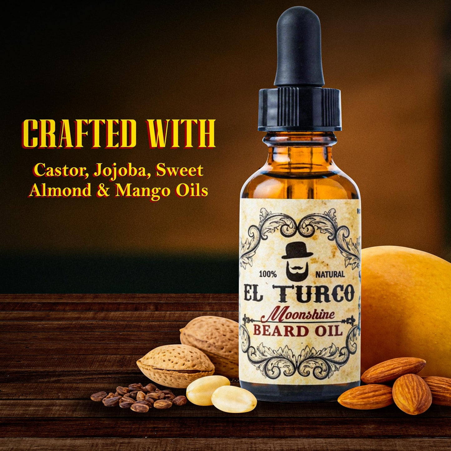 EL TURCO Moonshine Beard Oil for Men, Organic Cedarwood & Vanilla, Softens & Hydrates Dry Facial Hair, Barbershop-Inspired Daily Grooming for Short Beauty and Personal Care EL TURCO
