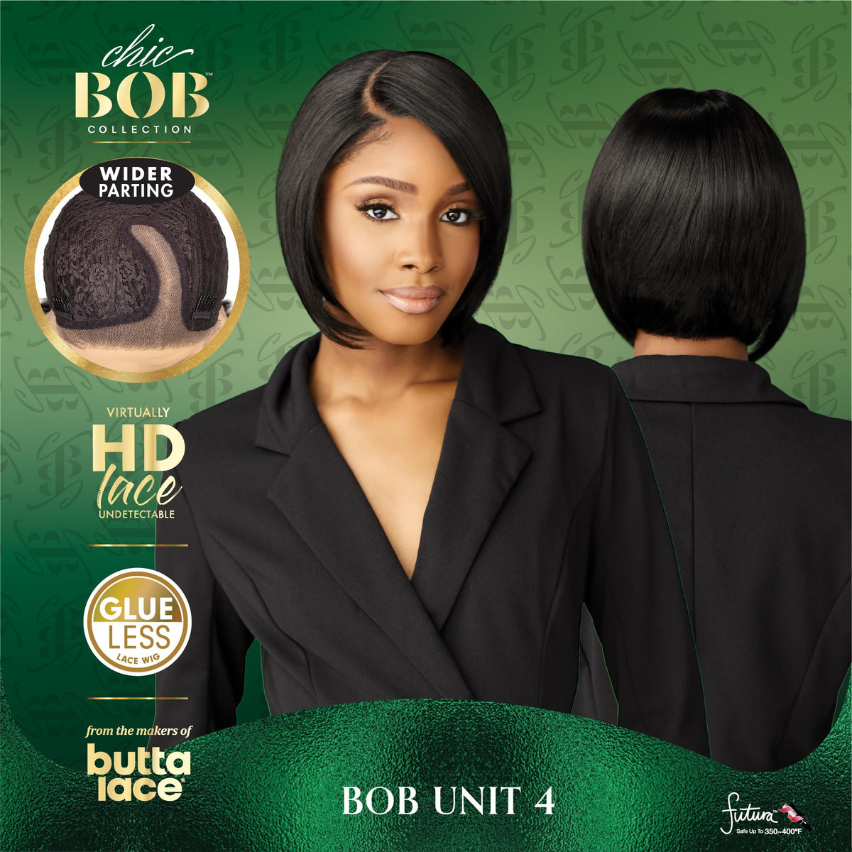Sensationnel Chicbob Lace Frontwig-Bob Unit 4, 1 JETBLACK