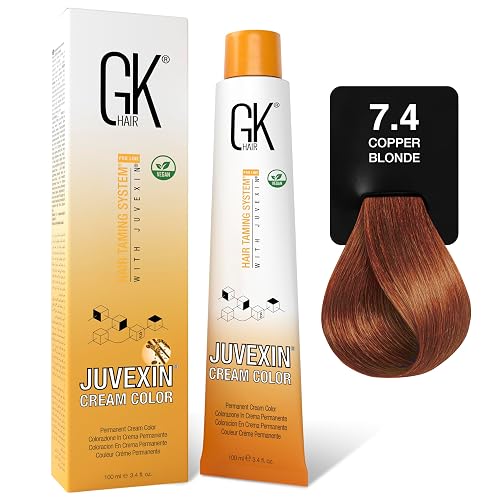 GK HAIR Color Cream 7.4 Copper Blonde-100% Grey Coverage |Semi, Demi-Permanent Results|8-10 Vol-Semi|20-30-40 Vol-Permanent- Professional Salon Beauty & Personal Care GK HAIR