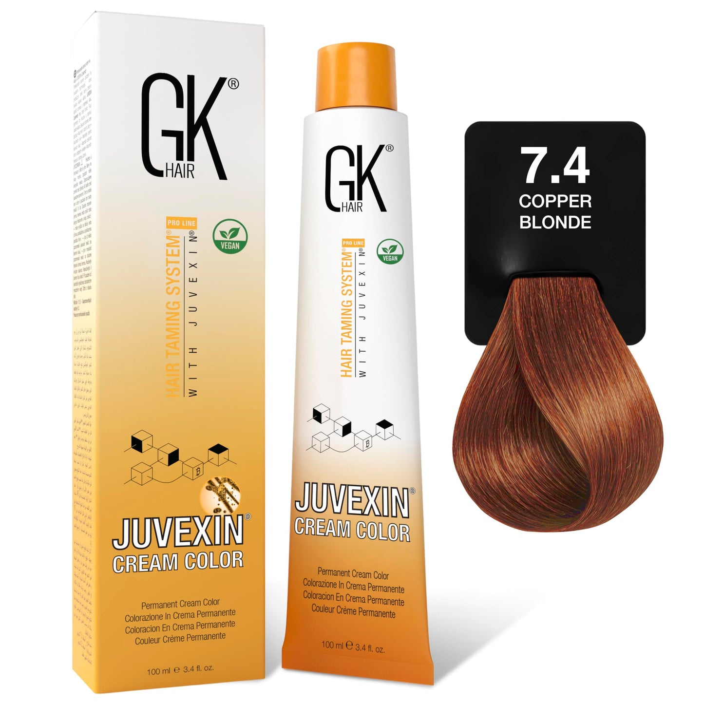 GK HAIR Color Cream 7.4 Copper Blonde-100% Grey Coverage |Semi, Demi-Permanent Results|8-10 Vol-Semi|20-30-40 Vol-Permanent- Professional Salon Beauty & Personal Care GK HAIR