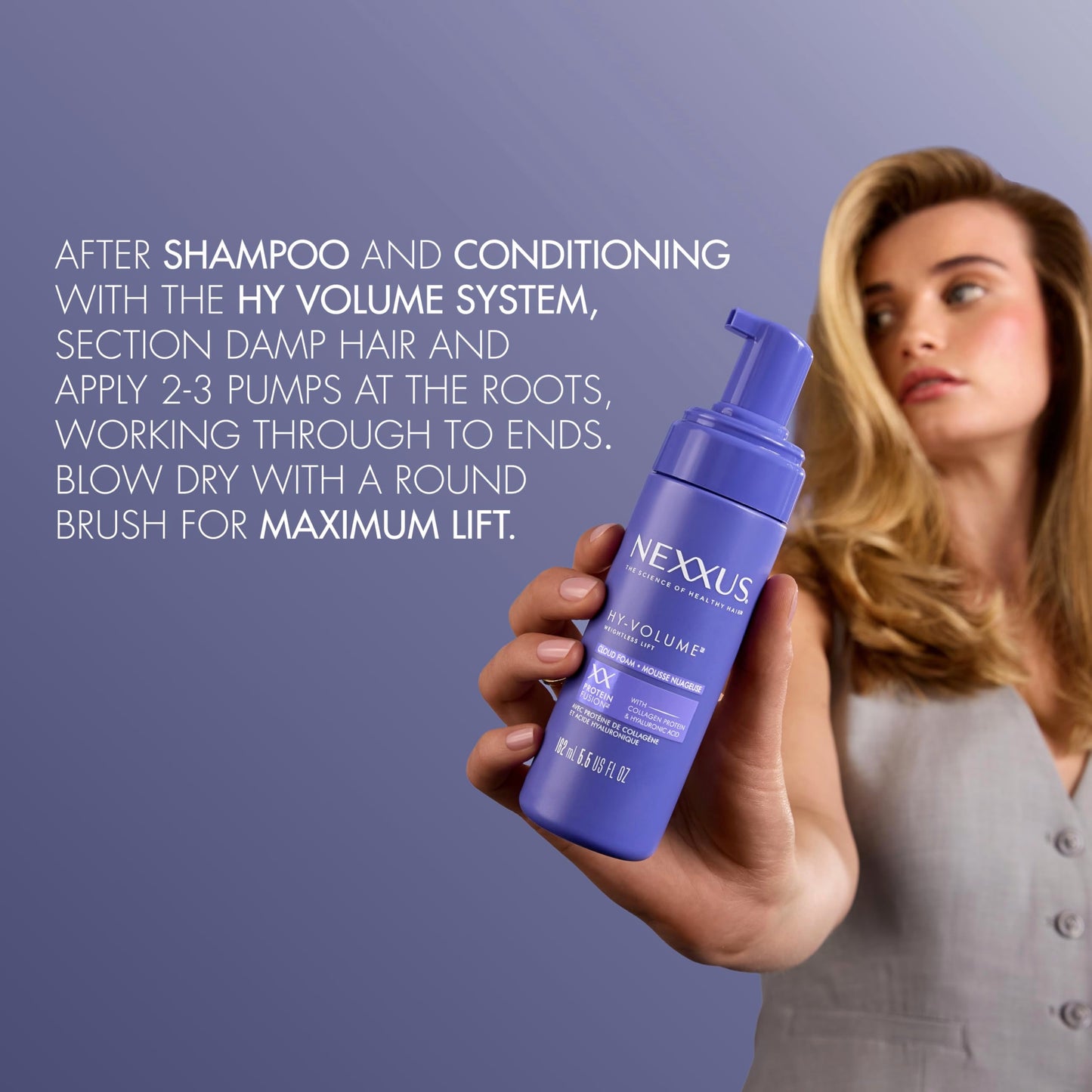 Nexxus Hy-Volume Cloud Foam Hair Foam for Lift and Volume For Flat & Limp Hair Hair Styling Foam Powered by Magnitube Volumizer Technology Beauty & Personal Care Nexxus