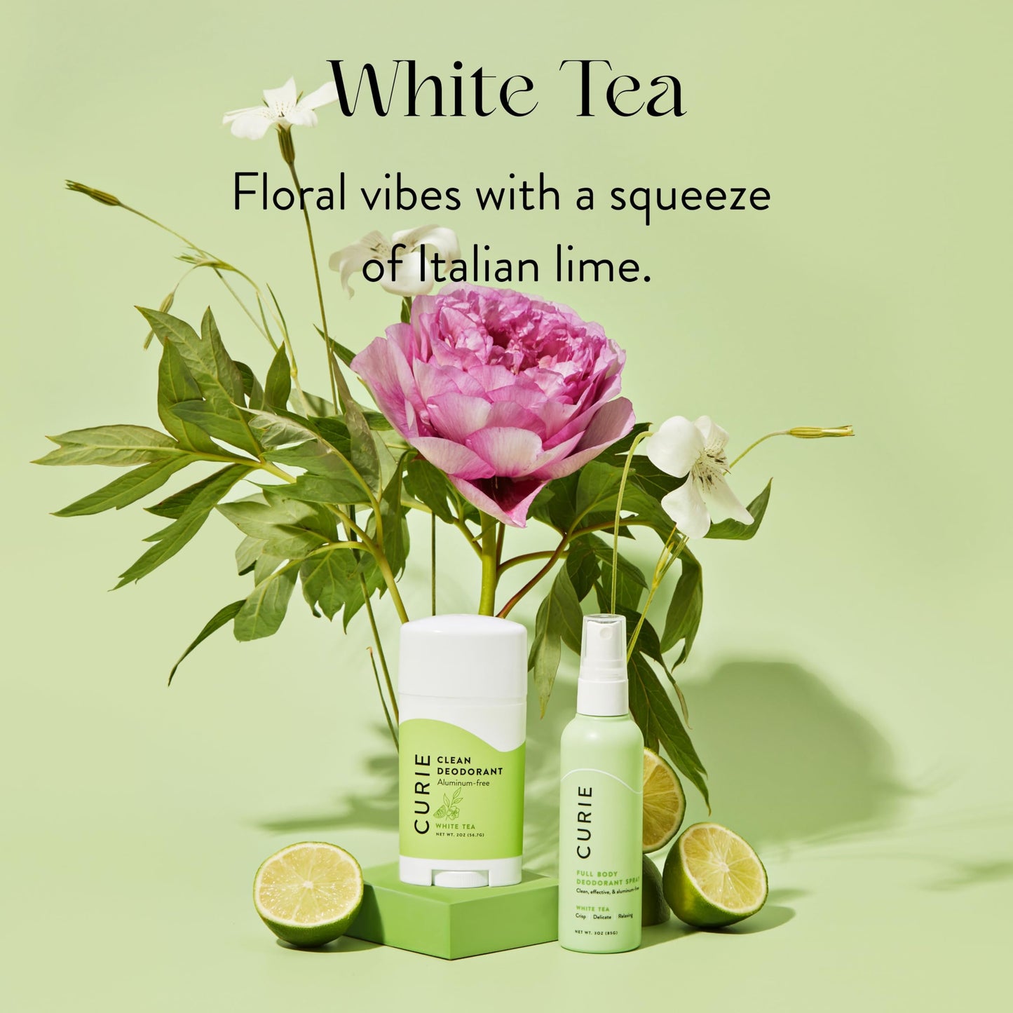 Curie Aluminum Free Deodorant - White Tea 2oz Stick - Natural Deodorant, Paraben Free, Cruelty Free, Non-Toxic Beauty and Personal Care Curie