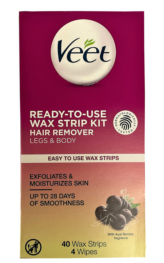 VEET Ready To Use Wax Strips Legs and Body 40 ea (Pack of 4 Beauty and Personal Care Veet