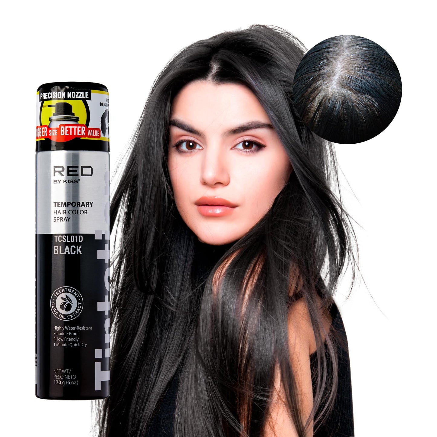 Red by Kiss Tintation Temporary Hair Color Spray, Instant Gray Root Touch Up Coverage, Water-Resistant & Smudge-Proof, Easy Wash Out, Barber Beauty & Personal Care Red by Kiss