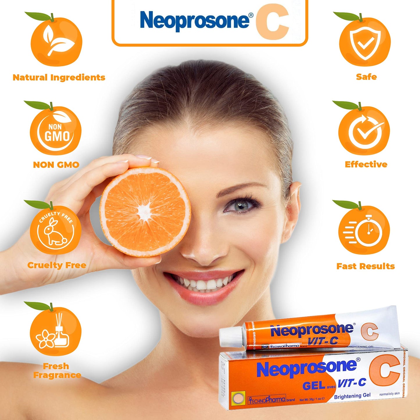 Neoprosone, Vitamin C Gel - 1 Fl oz / 30 ml - Brightening Gel Cream for Neck, Face, Body, Armpit, Hands - For Women and Men, with Alpha Arbutin Beauty & Personal Care Neoprosone