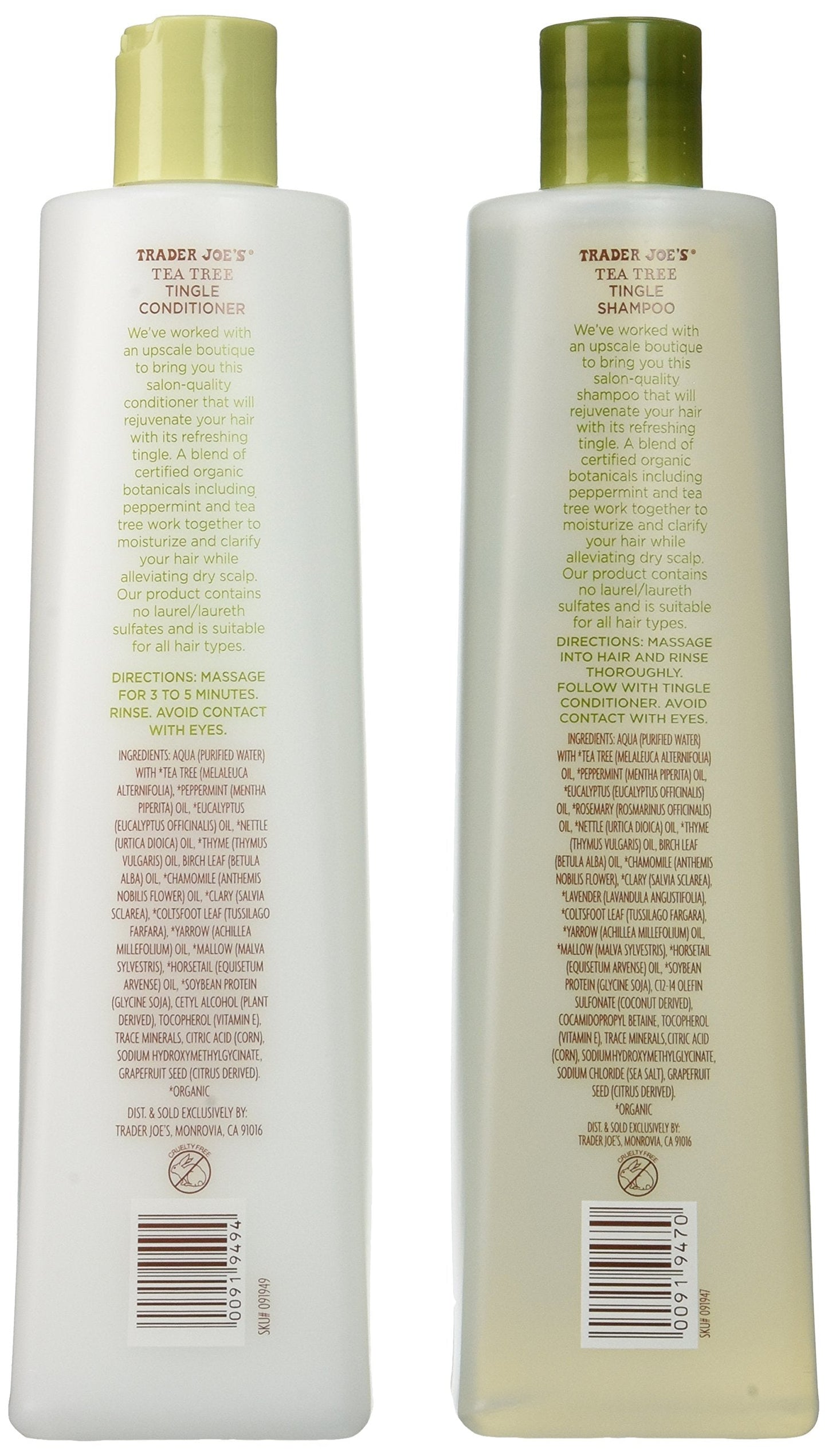 Trader Joe's Tea Tree Tingle Shampoo & Conditioner, 16 oz. Beauty & Personal Care Mroobest