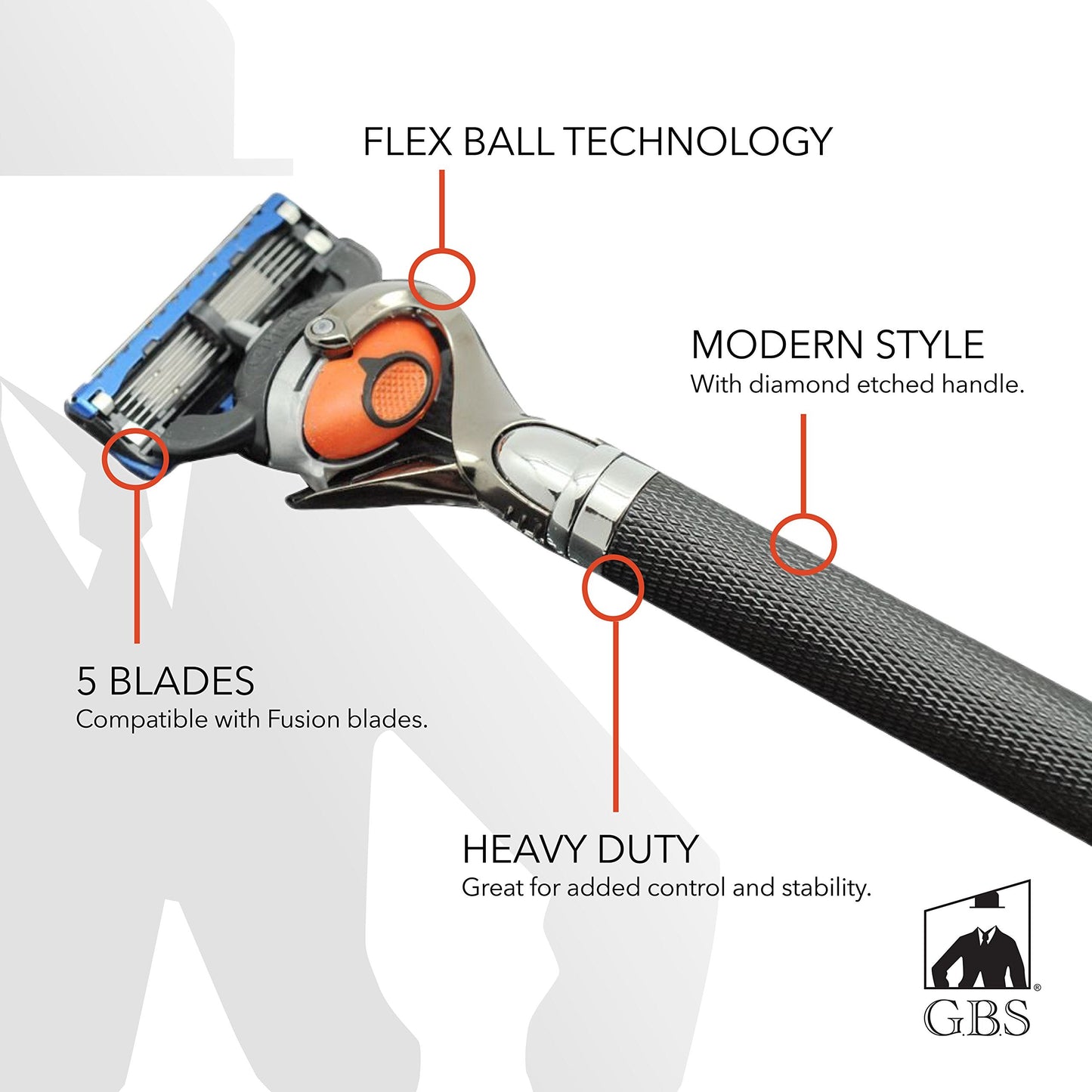 GENTS Men’s Stylish Precision Shaving Razor with Flex Ball Pivot Ball Technology Long Handle Shaving Razor for Home, Travel Razor for a Smooth Close Beauty and Personal Care G.B.S
