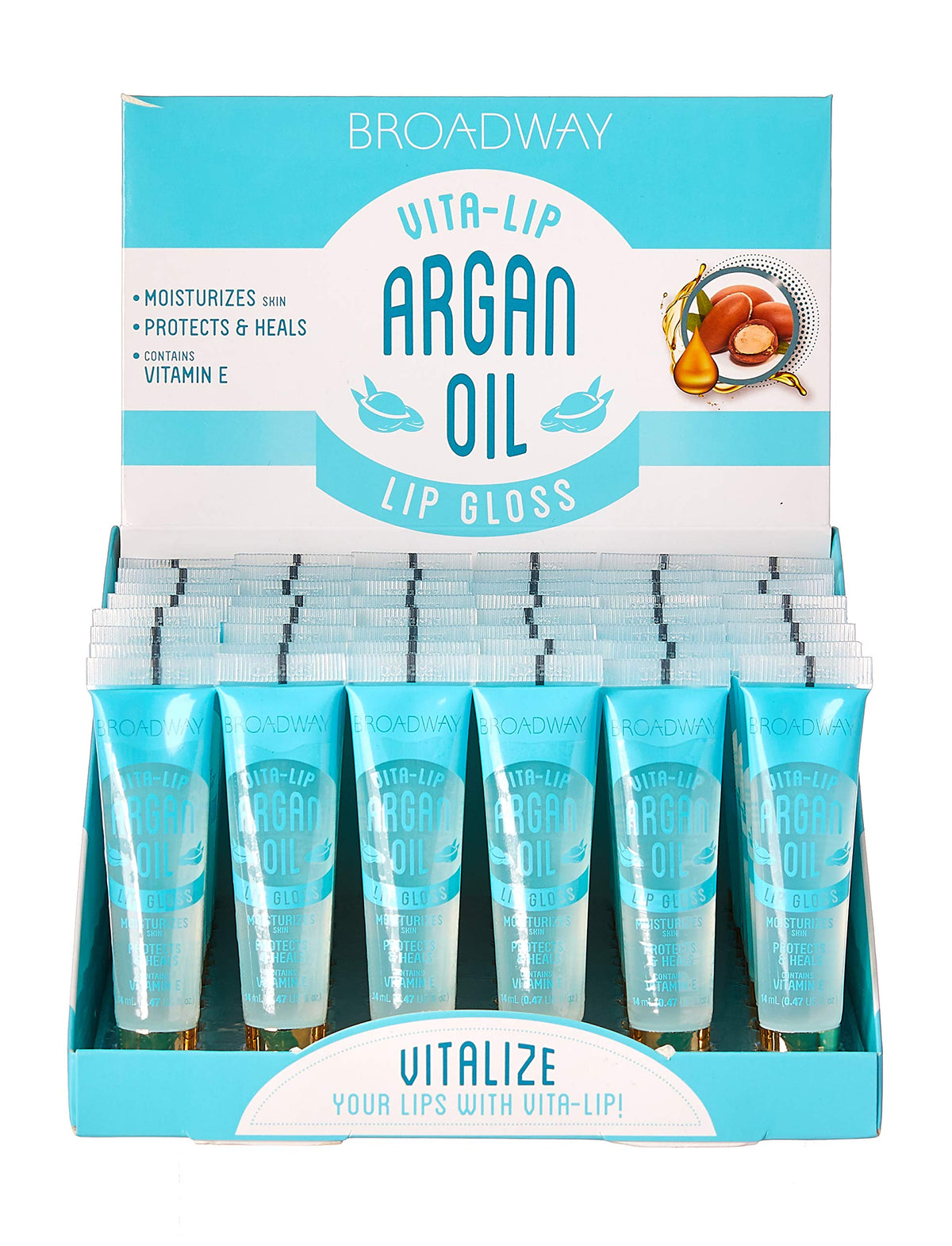 Ruby Kisses Broadway Vita-Lip Clear Lip Gloss (Argan Oil 48 Pack), Ultra-Hydrating & Soothing Formula with Multi-Vitamin Oils, High-Shine Non-Sticky Beauty & Personal Care Ruby Kisses