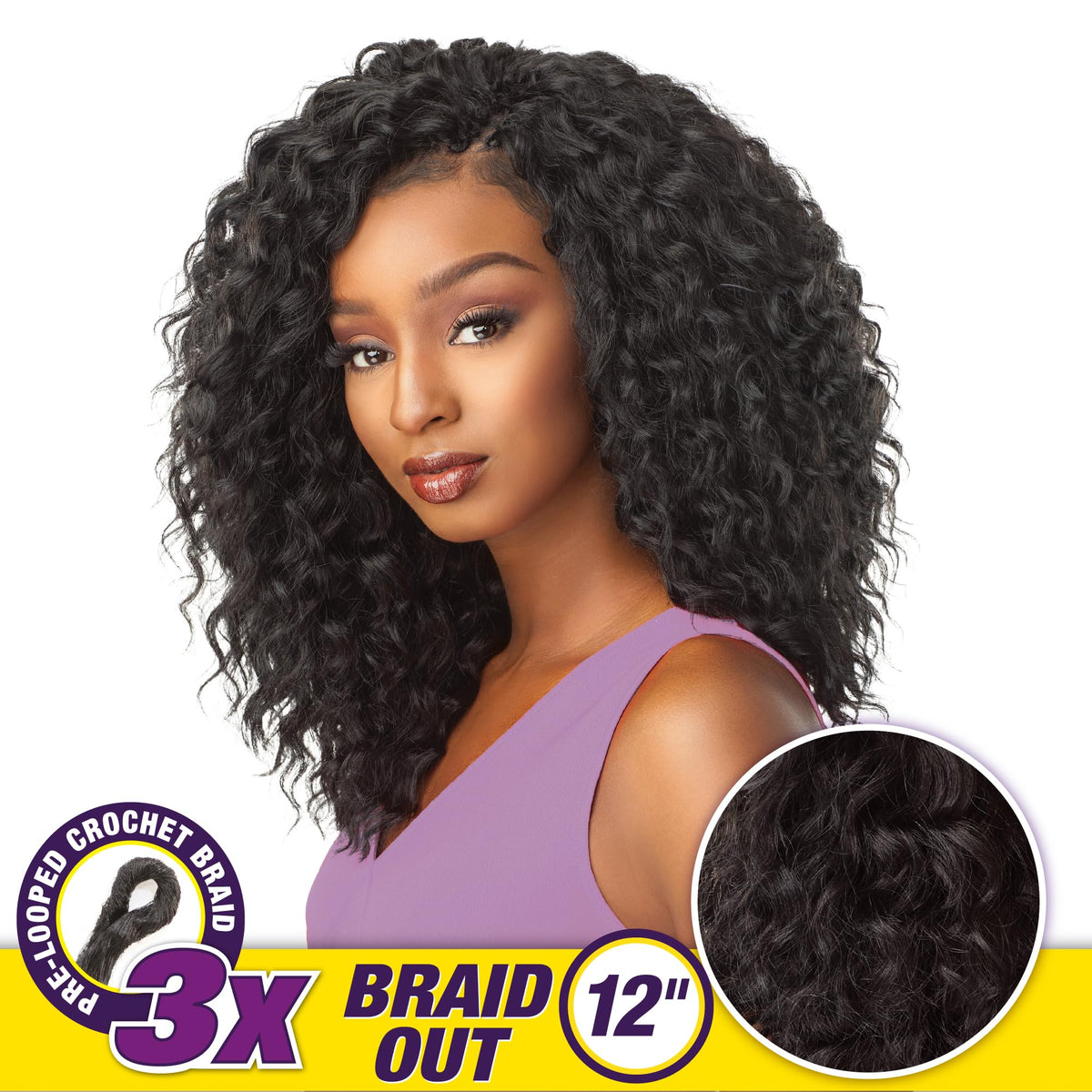 Sensationnel Lulutress Crochet Braiding Hair-3X Braid Out 12 Inch,T1B/30