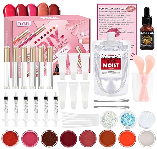 TSVATE Lip Gloss Making Kit, Lip Gloss Kit, Diy Lipgloss Set, Fun Make Your Own Lipgloss Kids Lip Gloss for Girls, Women, Moisturizing Lip Gloss Base Beauty & Personal Care TSVATE