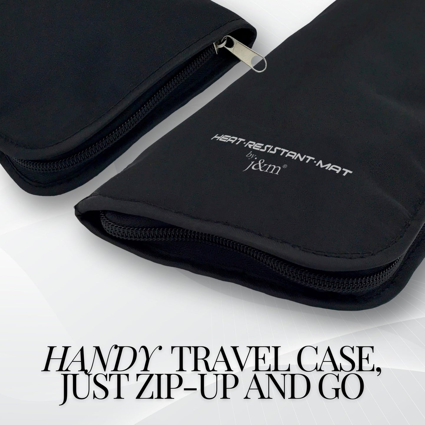 Hair Straightener Mat & Pouch by j&m - Heat Resistant - Fits ghd, BaByliss & Larger Flat Irons - Zip-Up All-in-One Compact Travel Case Beauty & Personal Care j&m