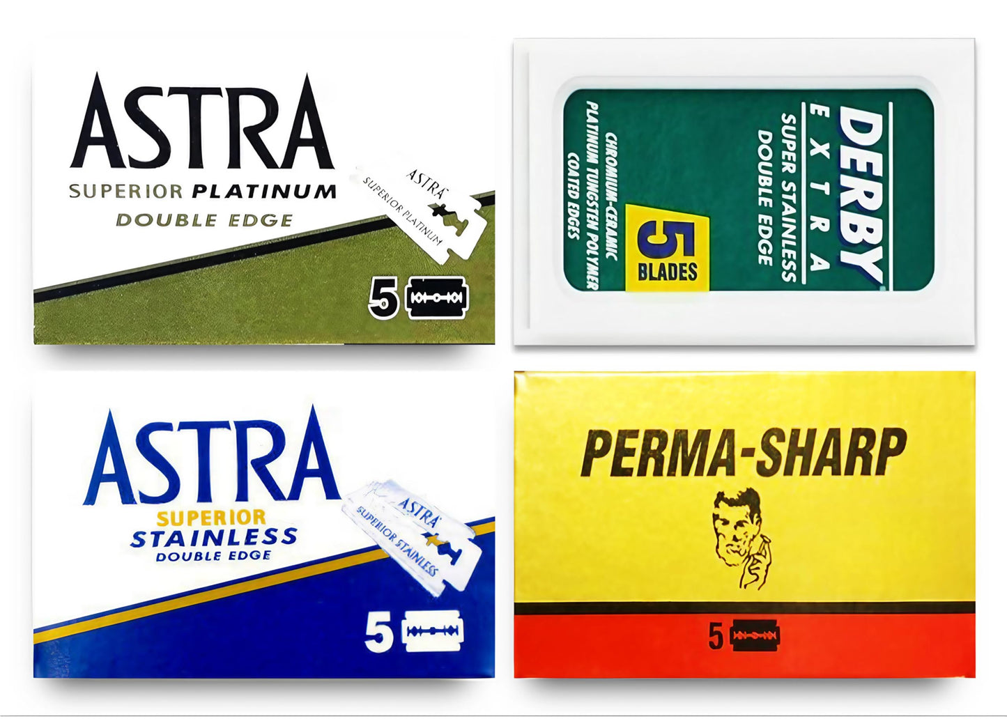 Astra-Derby-Voskhod Double Edge Razor Blades Sampler, 20 Blades Beauty and Personal Care Razor Blades Club