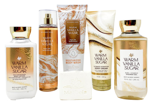 Bath & Body Works Warm Vanilla Sugar - Deluxe Gift Set - Fine Fragrance Mist, Body Cream, Body Wash, Shower Gel and Body Lotion With a Natural Oats Beauty and Personal Care Bath & Body Works