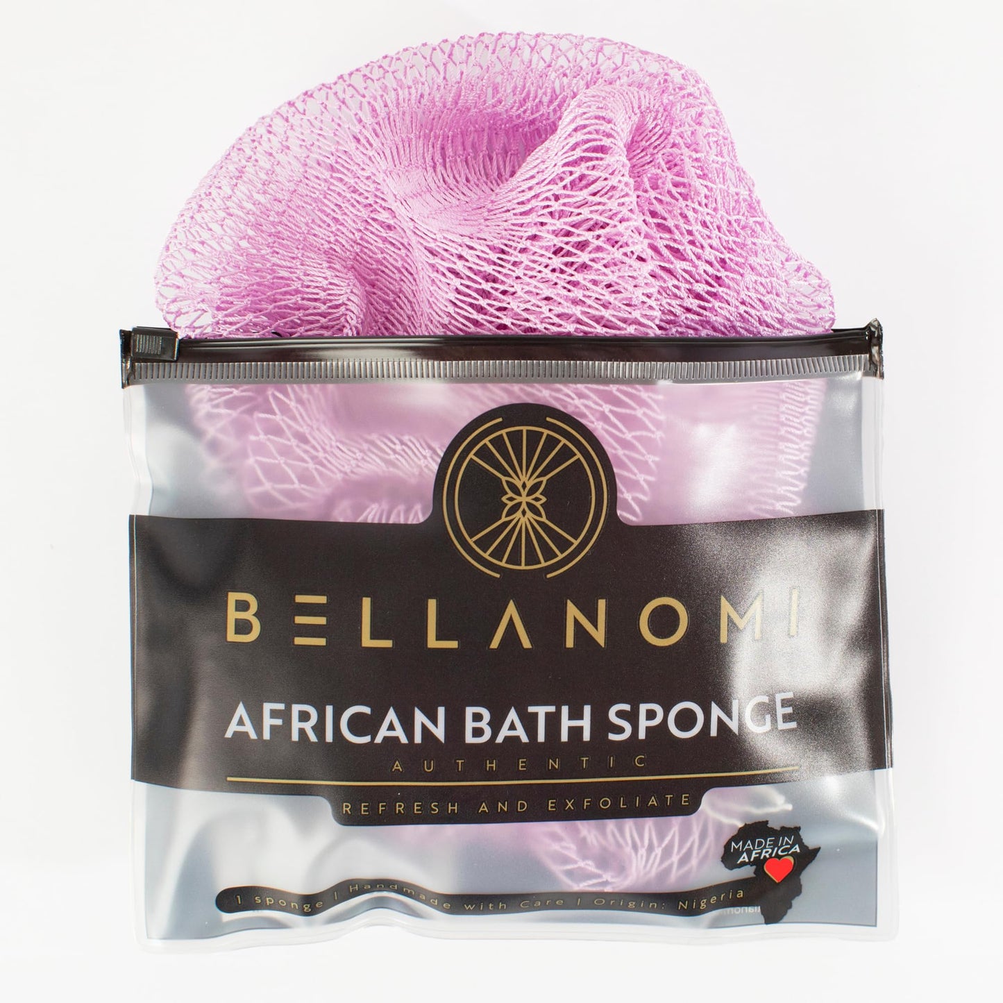BELLANOMI African Exfoliating Net Sponge, Authentic, Ethically sourced from Nigeria, 45 inches Long, Back Scrubber for Daily use (Lilac) Beauty and Personal Care Bellanomi
