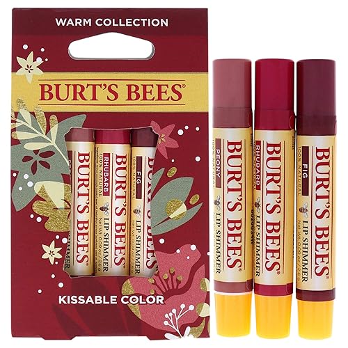 Burts Bees Kissable Color Warm Collection Unisex Lip Shimmer Peony, Rhubarb, Fig 3 oz Beauty & Personal Care Burt's Bees