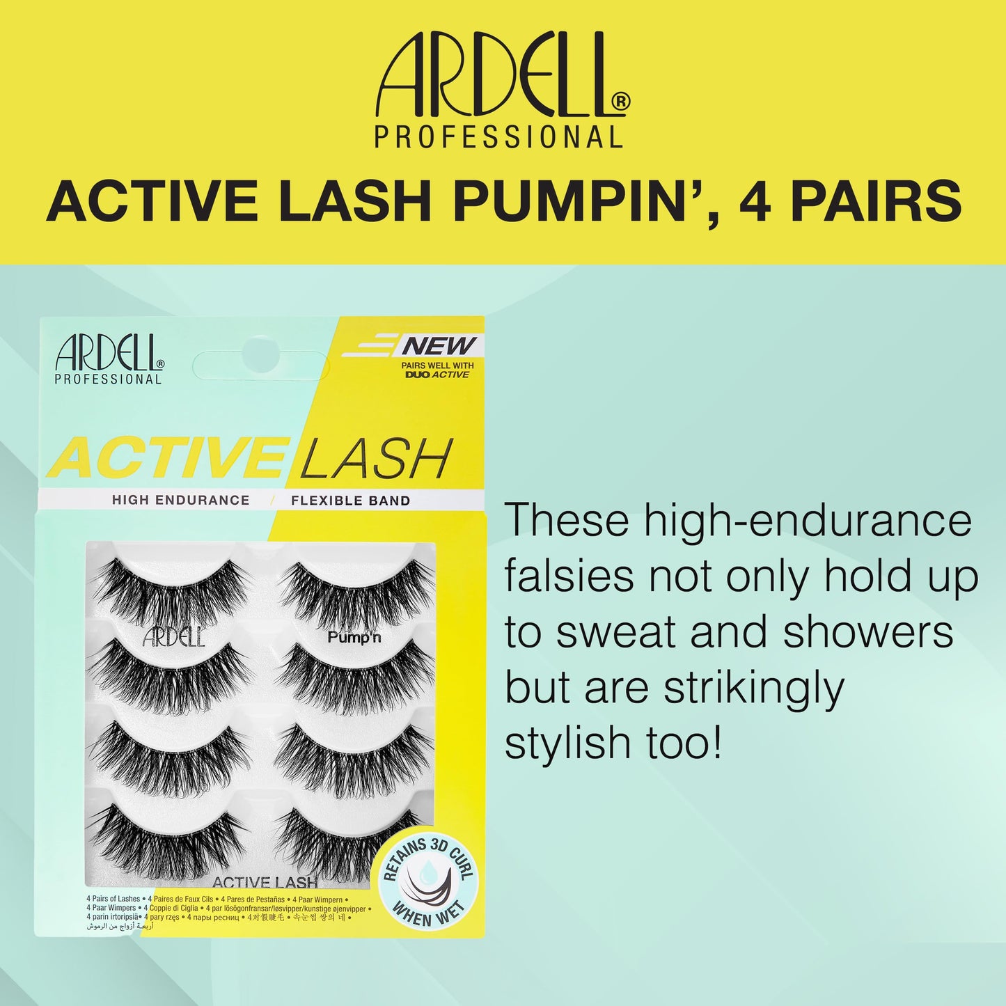 Ardell Active Lash - Pump’n, False Eyelashes, Sweat-Proof Strip Lashes, Water-Resistant, Lightweight, 4 Pairs, 1 Pack Beauty & Personal Care Ardell