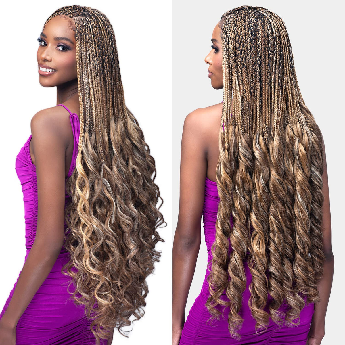 Bobbi Boss Boss Pre-Stretched Braids 3X Knotless French Curl Braiding Hair 28" (1 Pack, 1B)