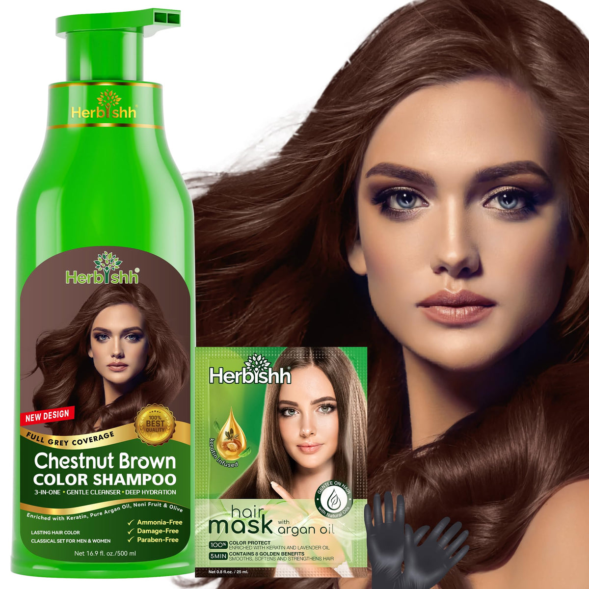 Herbishh Hair Color Shampoo for Gray Hair - Natural Hair Dye Shampoo - Colors Hair in Minutes - Lasts Up To 3-4 Weeks - 500 Ml - 3-In-1 Hair Color Beauty & Personal Care Herbishh