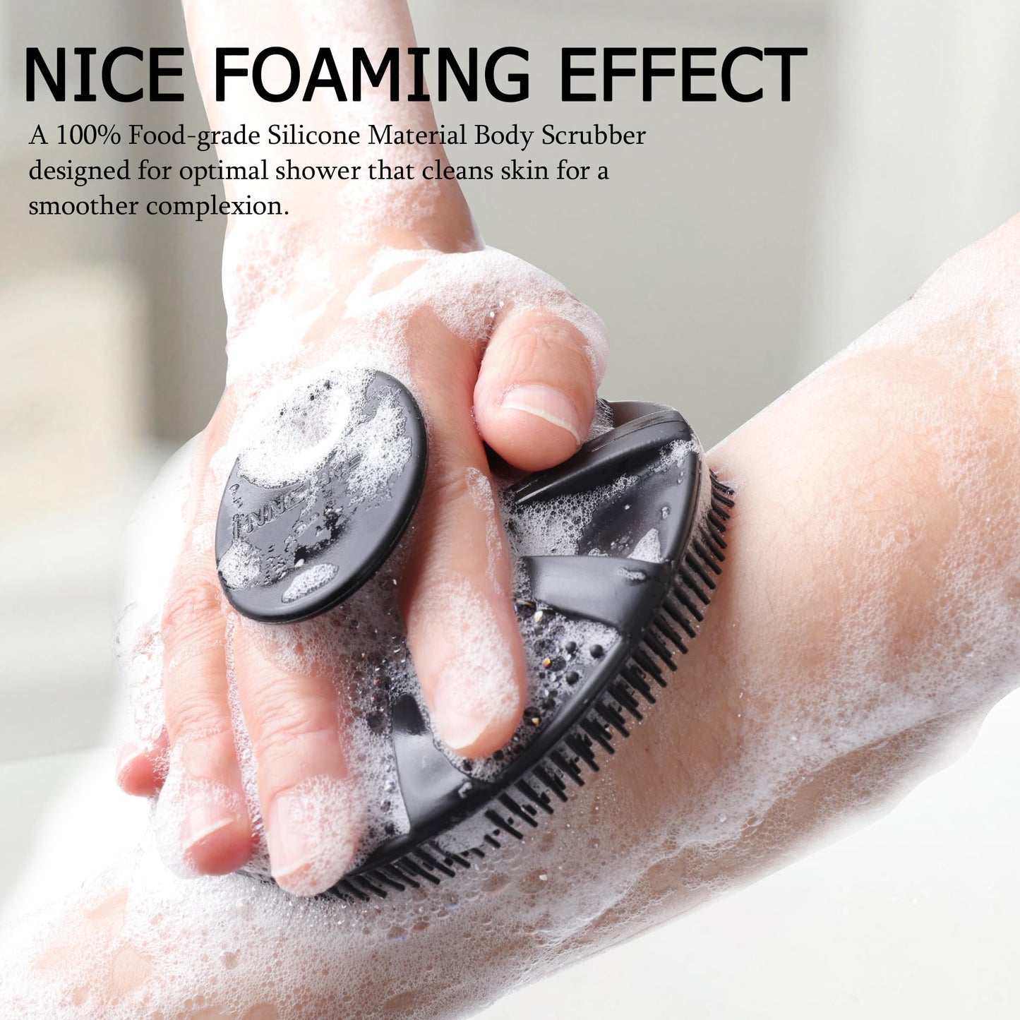 INNERNEED Food-Grade Soft Silicone Body Scrubber Shower Brush Handheld Cleansing Skin Brush, Gentle Exfoliating and Lather Well (Black) Beauty & Personal Care INNERNEED