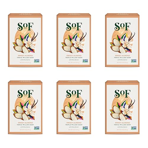 South Of France SoF Triple Milled Bar Soap - With Coconut Oil & Organic Shea Butter- Vegan & Non GMO- Free From Phthalates, Sulfates & Parabens- Sweet Beauty & Personal Care South Of France