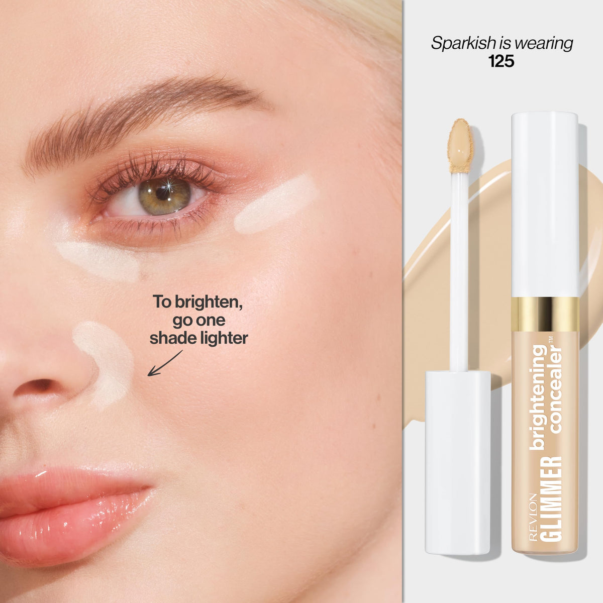 Revlon Glimmer Brightening Concealer, Liquid Under Eye Makeup, Made with Caffeine, Vitamin C, & Stevioside, 125, 0.3 fl oz Beauty & Personal Care REVLON