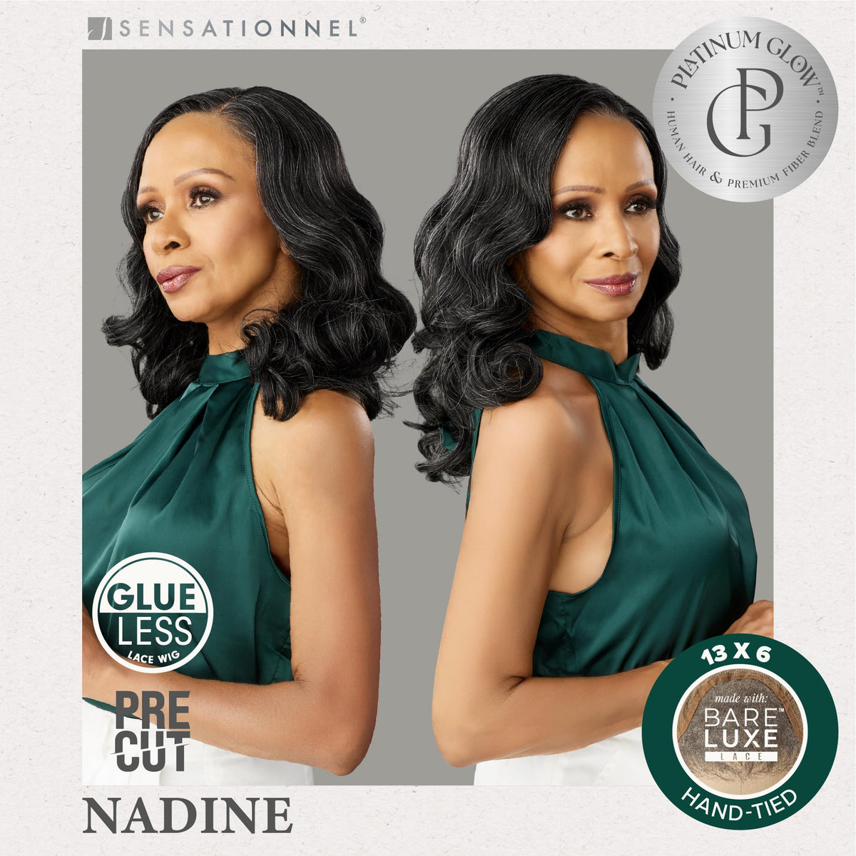 Sensationnel Platinum Glow 13x6 Wig-Nadine, 1B OFFBLACK