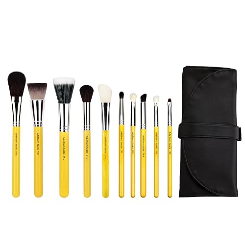 Bdellium Tools Studio Mineral 10pc. Brush Set with Roll-up Pouch - Designed for Use with Mineral Makeup (Yellow, 1pc) Beauty & Personal Care BDELLIUM TOOLS
