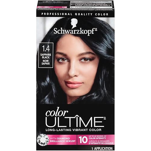 Schwarzkopf Color Ultime 1.4 Sapphire Black Hair Dye, Permanent Intense Black with Diamond Brilliance, Fade-Resistant, Covers Grays, All Hair Textures Beauty & Personal Care Schwarzkopf