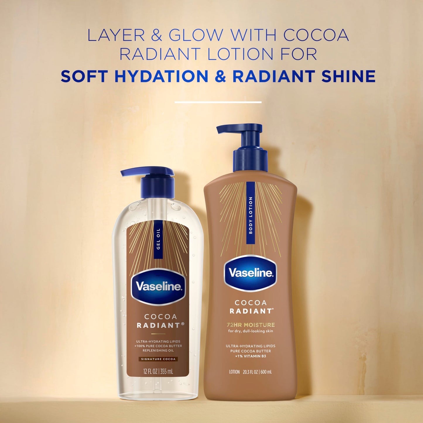 Vaseline Intensive Care Cocoa Radiant Body Gel Oil with 100% Pure Cocoa Butter, 12 oz Beauty & Personal Care Vaseline