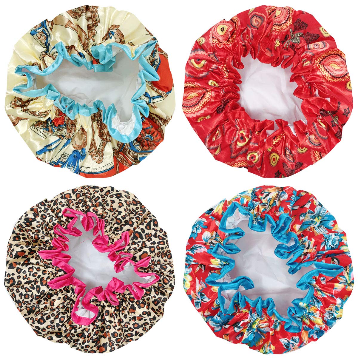 Wrapables® Stylish Double Layer Waterproof Shower Caps (Set of 4), Retro Floral Beauty and Personal Care Wrapables