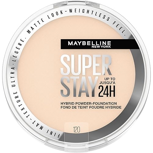 Maybelline Super Stay Up to 24HR Hybrid Powder-Foundation, Medium-to-Full Coverage Makeup, Matte Finish, 120, 1 Count Beauty & Personal Care MAYBELLINE