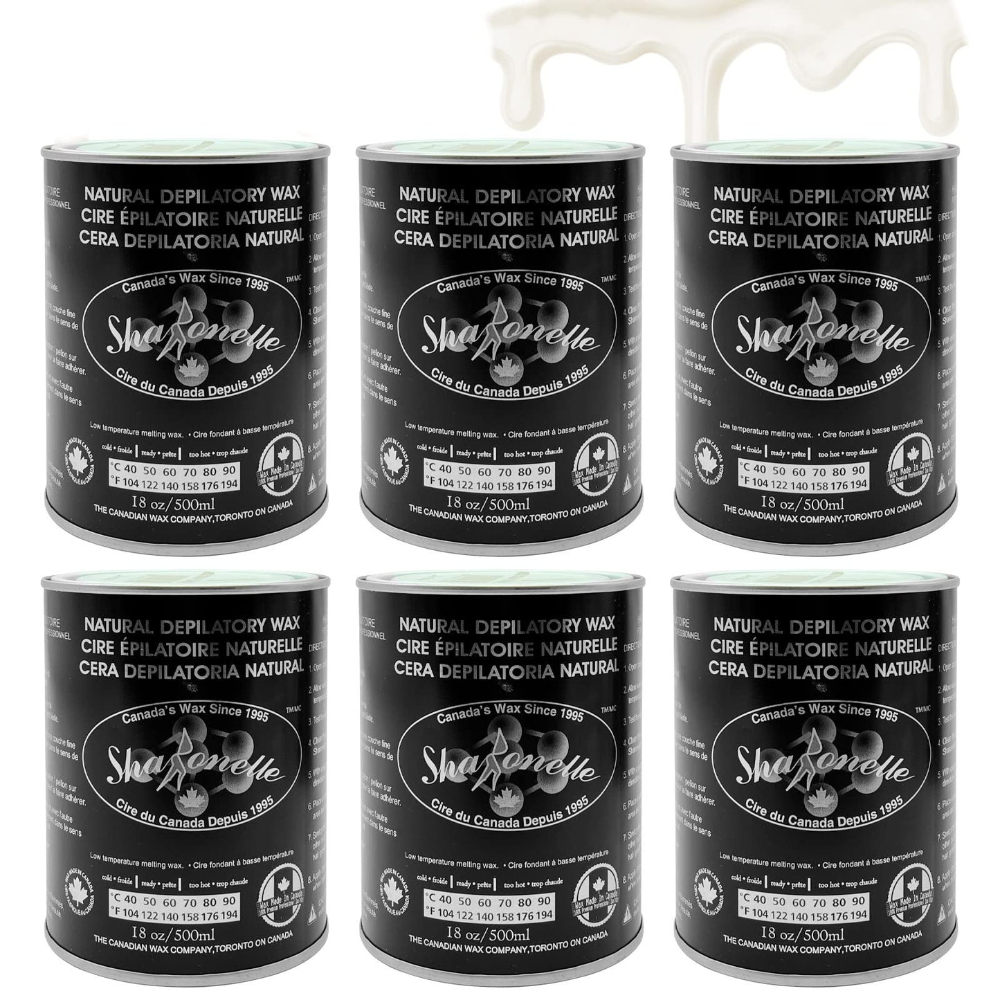 6PC Natural Soft Wax All Purpose Canned Wax for Sensitive Skin Canada-Made Melting Wax by Sharonelle Beauty and Personal Care Superhairpieces
