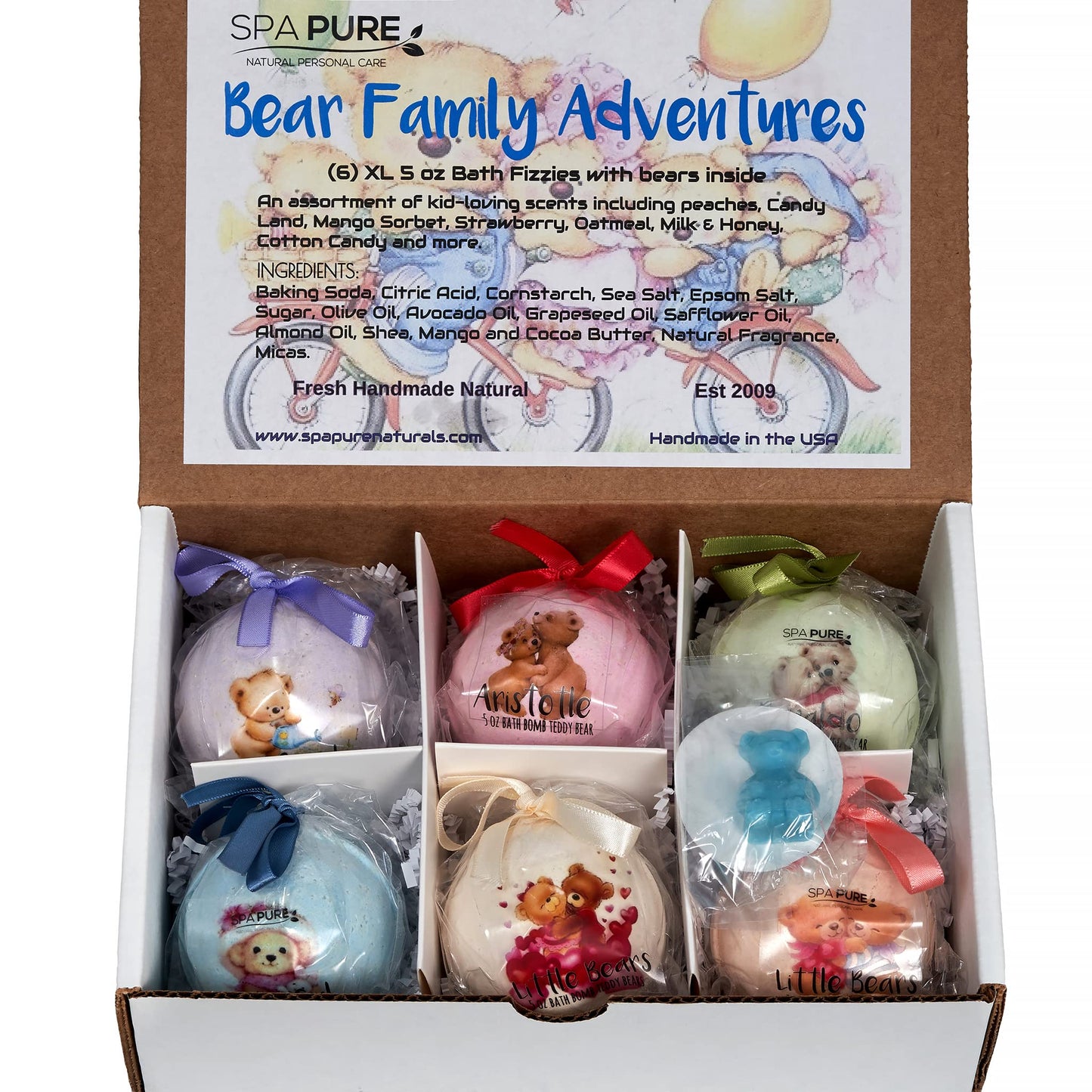 Bath Bomb Fizzies with Surprise: 6 Bear Family Toys Inside Bath Bombs, Huge Balls (5 oz) Safe, Great for Bubble Baths, Perfect for Little Girls… Beauty & Personal Care Spa Pure
