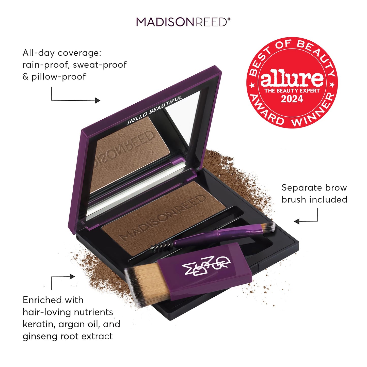 Madison Reed Root Touch Up + Brow Filler, Terra Medium Brown - Instant Gray Coverage, Fills Brows & Thinning Hairlines, Rain/Sweat/Pillow-Proof, Smart Beauty & Personal Care Madison Reed