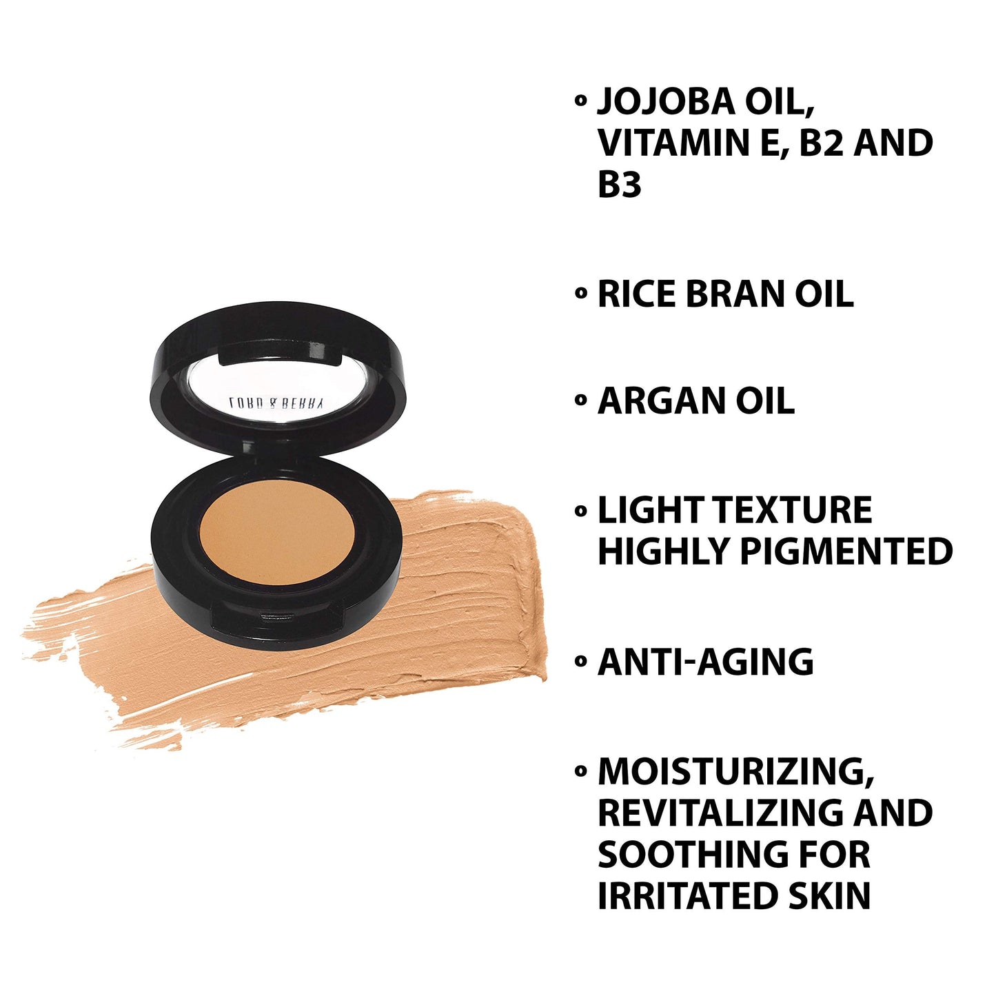 Lord and Berry FLAWLESS Compact Cream Concealer Foundation With Enriched Vitamin E, B2 and B3, Amber Beauty & Personal Care Lord & Berry