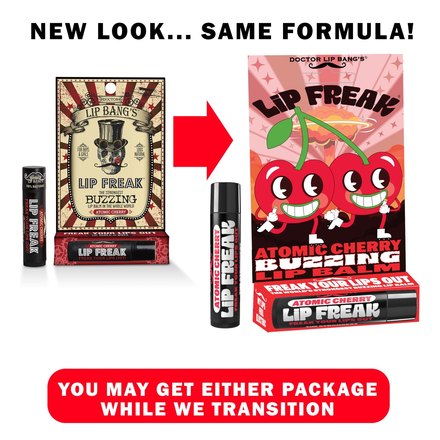 Doctor Lip Bang's BUZZING Lip Balm - Lip Freak - 100% All Natural - Cruelty Free - Atomic Cherry - 2 Pack Beauty and Personal Care Doctor Lip Bang's