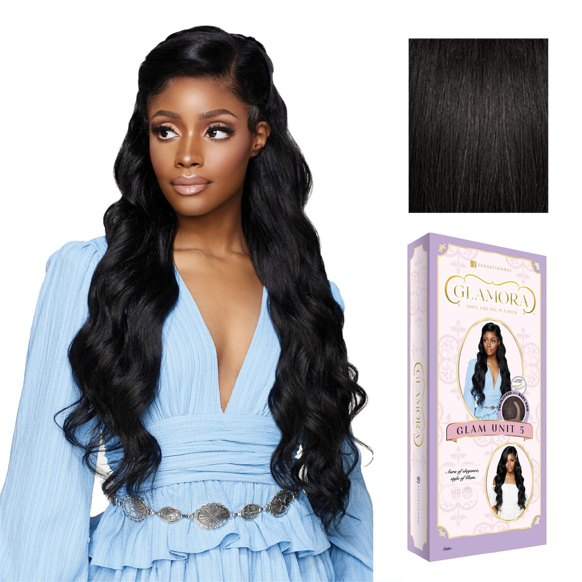 Sensationnel Glamora Lace Front Wig-Glam Unit 5, 1B OFFBLACK