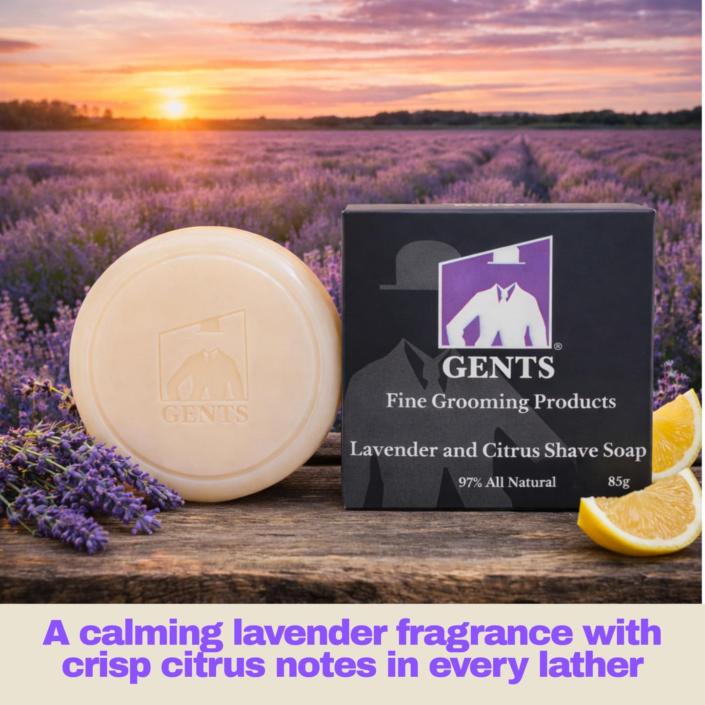 GENTS Natural Fragrance Free & Lavender Citrus Shaving Soap with Shea Butter for Sensitive Skin Shave Soap for Men (Pack of 2) Beauty and Personal Care G.B.S
