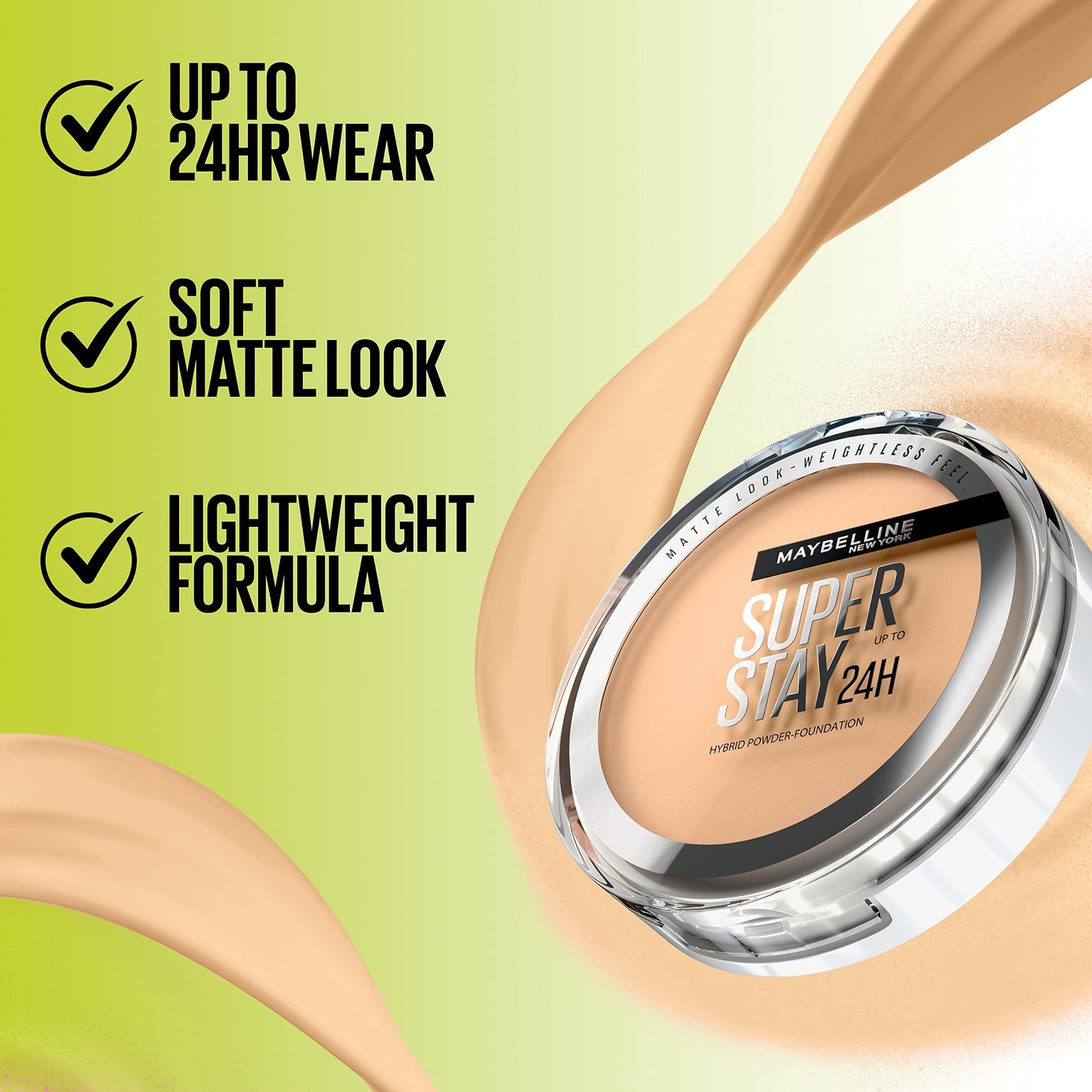 Maybelline Super Stay Up to 24HR Hybrid Powder-Foundation, Medium-to-Full Coverage Makeup, Matte Finish, 360, 1 Count Beauty & Personal Care MAYBELLINE