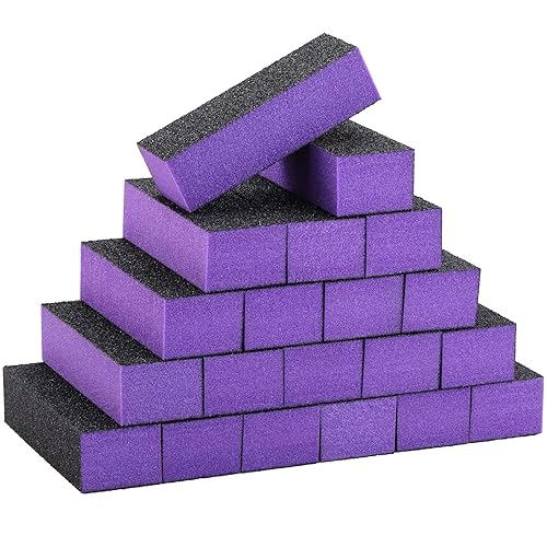20 Pcs Nail Buffer Block Sponge Sanding Buffing File 80/120 Grit 3 Sides Nail Files for Manicure Nail Tools (Purple Black) Beauty & Personal Care LoveBB