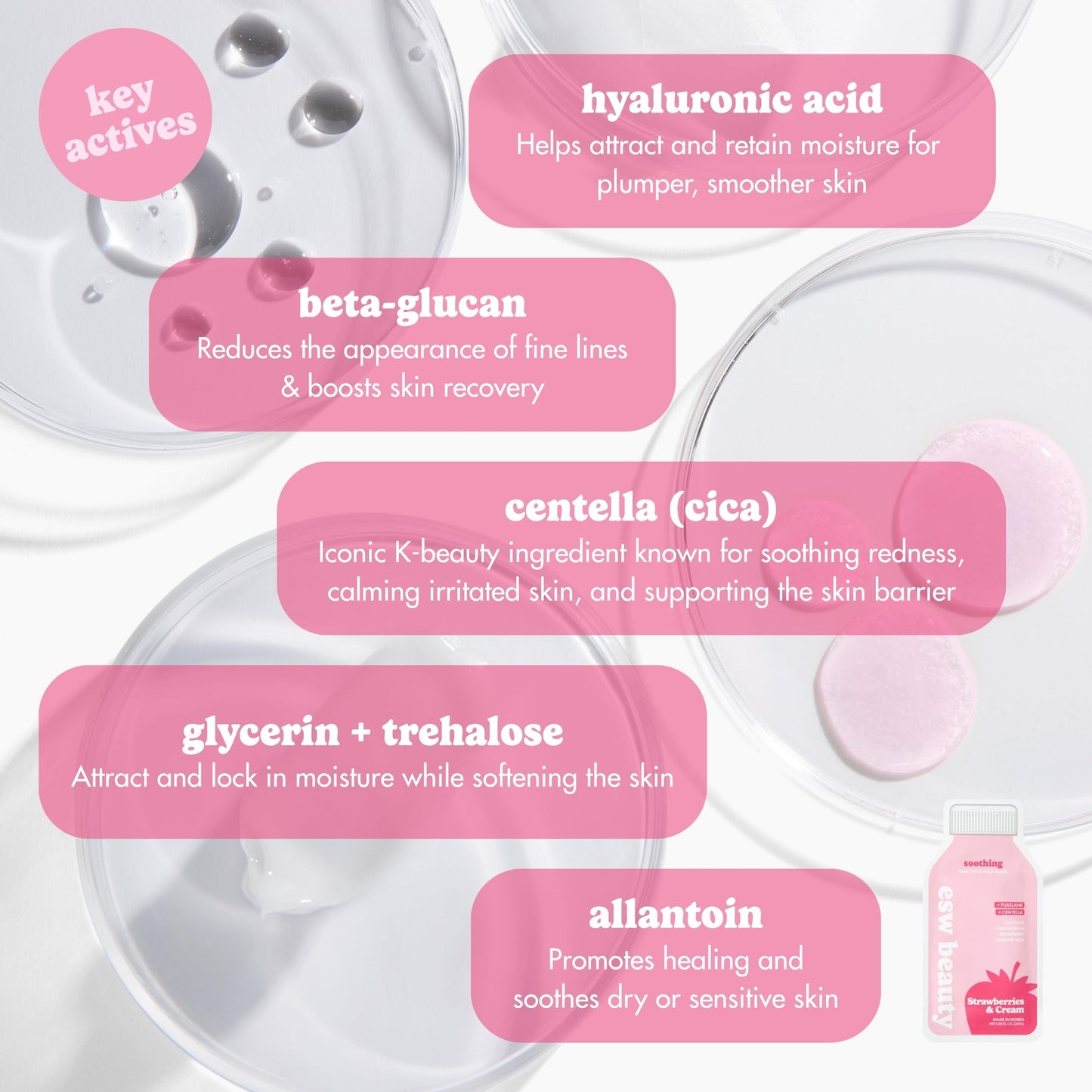 ESW Beauty Strawberries & Cream Soothing Korean Face Mask - Vitamin C, Centella & Vitamin E for Sensitive Skin, Hydration & Barrier Support - Skincare Beauty & Personal Care ESW Beauty