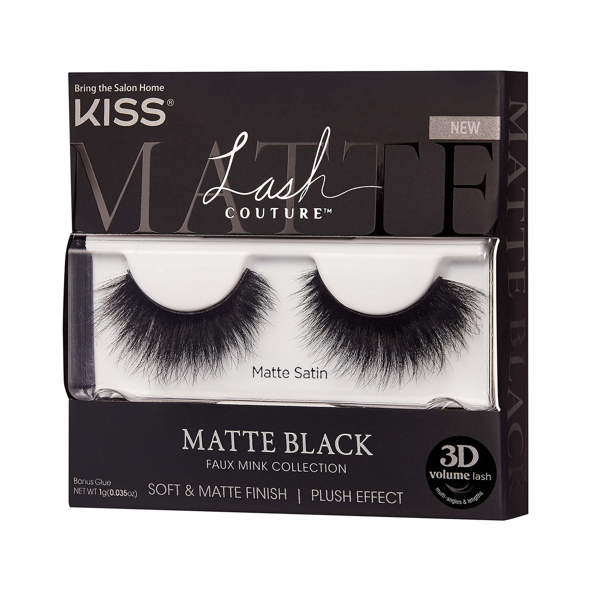 KISS Lash Couture 3D Matte False Eyelashes, 'Matte Satin', 16 mm, Includes 1 Pair Of Lash, Contact Lens Friendly, Easy to Apply, Reusable Strip Lashes Beauty & Personal Care KISS