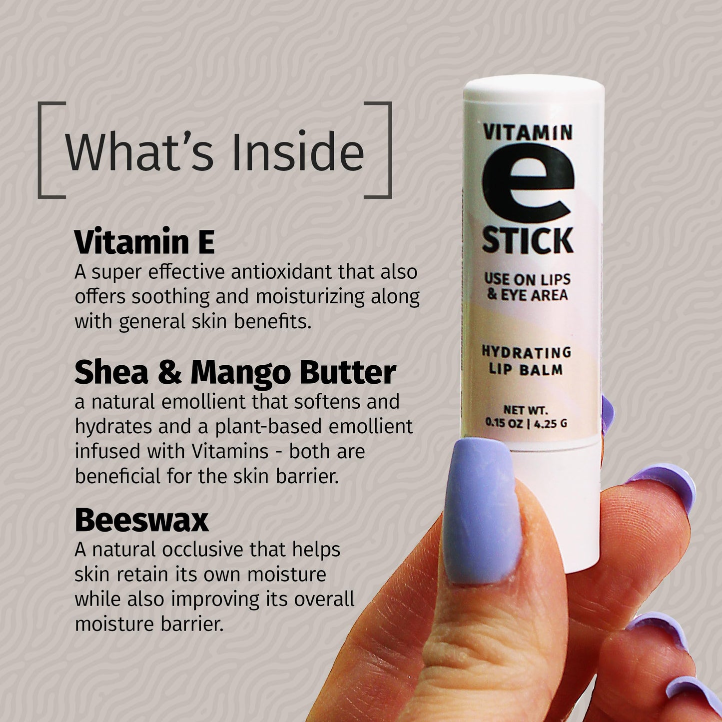 Reviva Labs Vitamin E Stick - Hydrating Lip Balm for Chapped Lips & Under Eye Care - Moisturizing with Beeswax, Shea Butter & Allantoin - Vitamin E Beauty & Personal Care Reviva Labs