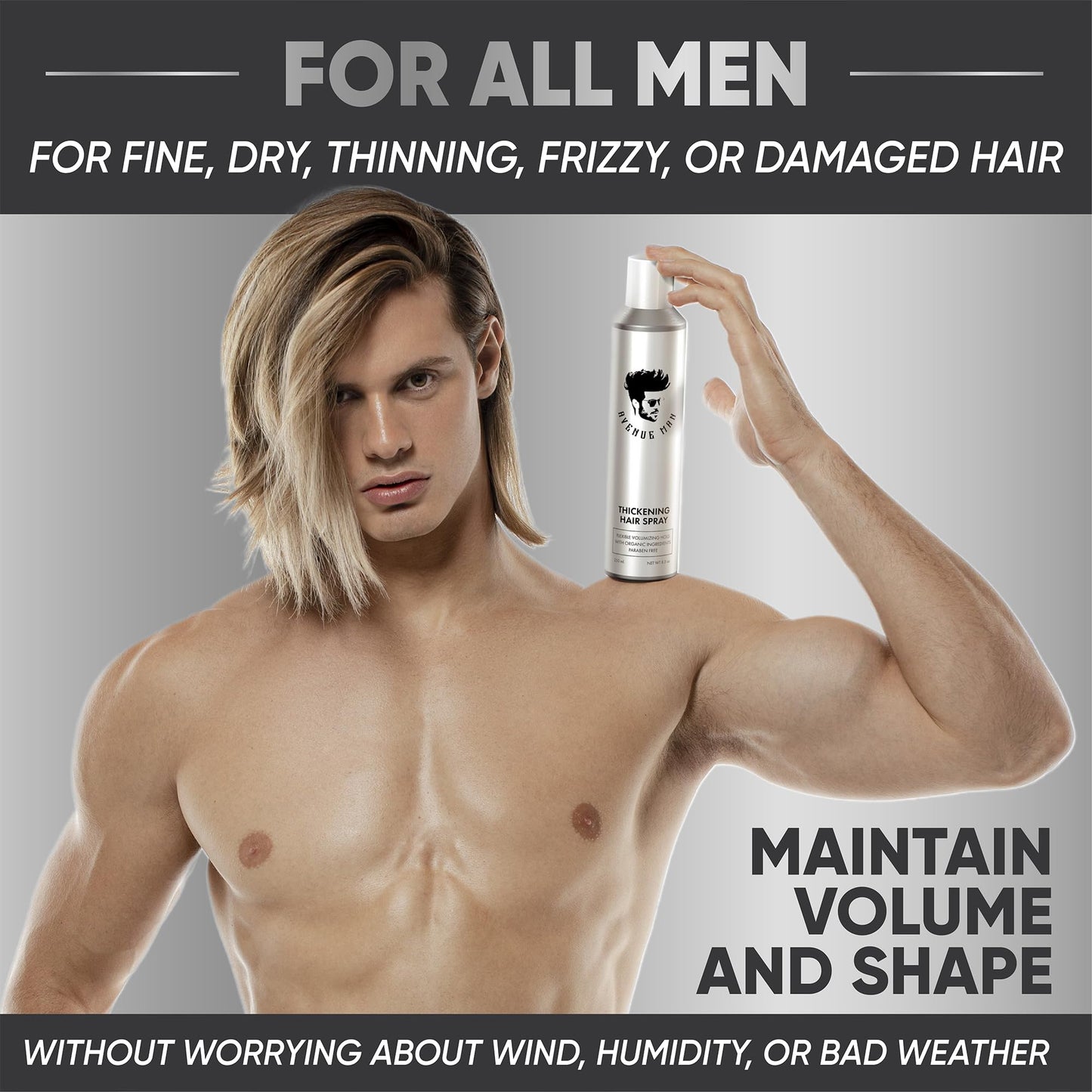 Avenue Man Hair Thickening Spray for Men - Professional Volumizing & Strong Hold Texturizing Spray for Men - Humidity Resistant & Easy Rinse Formula Beauty & Personal Care Avenue Man