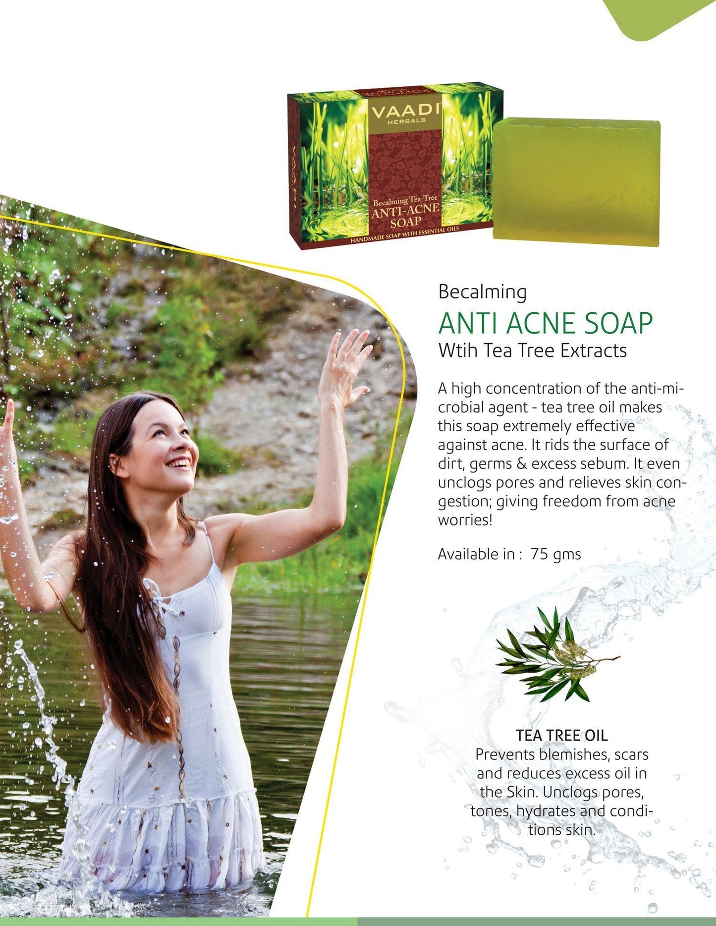 Vaadi Herbals Tea Tree Oil Bath Bar Soap with Clove Oil - Handmade Herbal Soap with 100% Pure Essential Oils - ALL Natural - Each 2.65 Ounces - Pack Beauty & Personal Care Vaadi Herbals